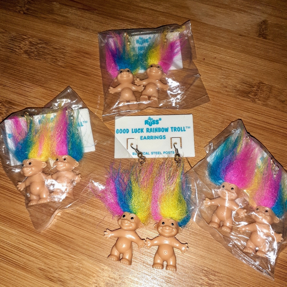 Set of 4 Russ Good Luck Troll Pierced earrings